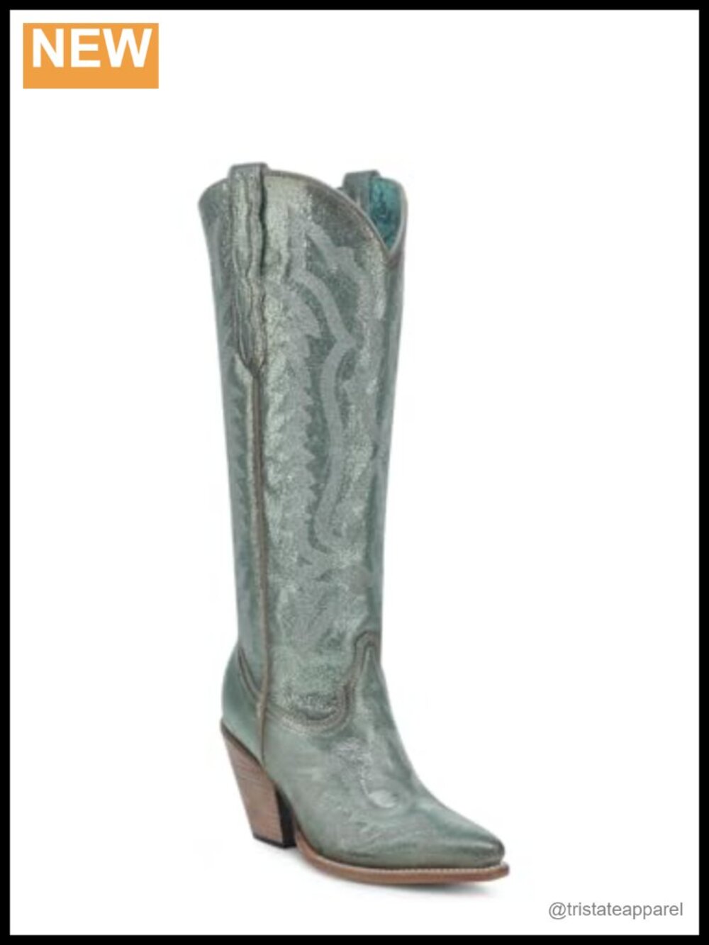 Women's Western Knee High Boots Leather Embroidery Cuban Heel